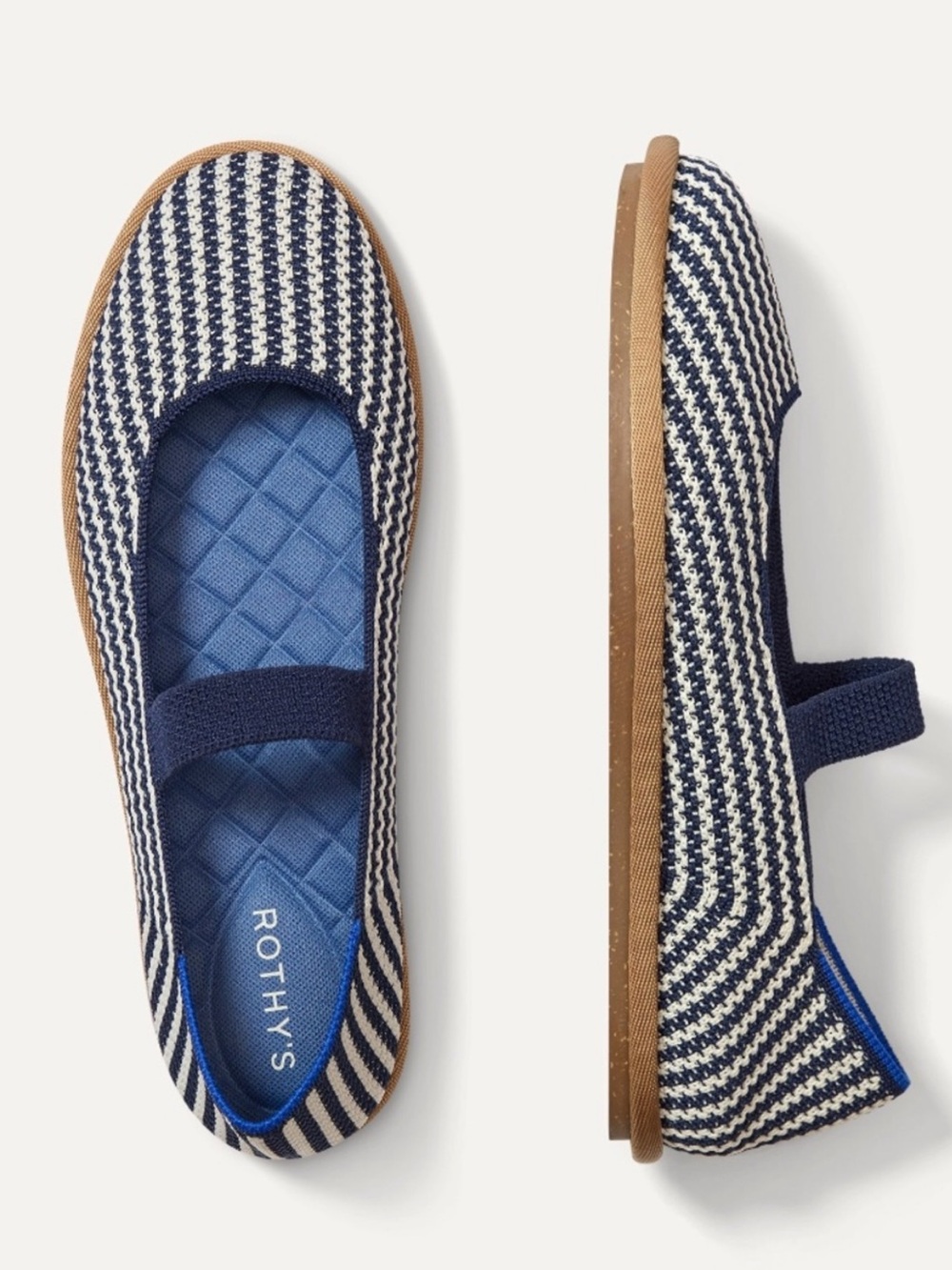 Rothy's The Cruiser Mary Jane Flat in Blackberry Stripe, size 6